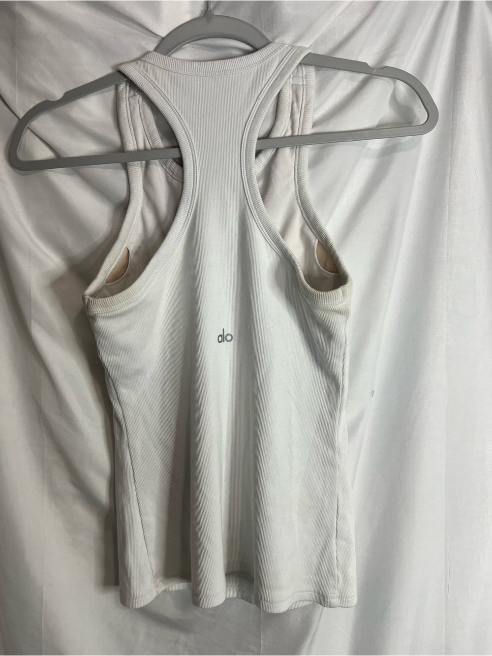 ALO Yoga White Ribbed Tank with Racerback - Picture 3 of 4